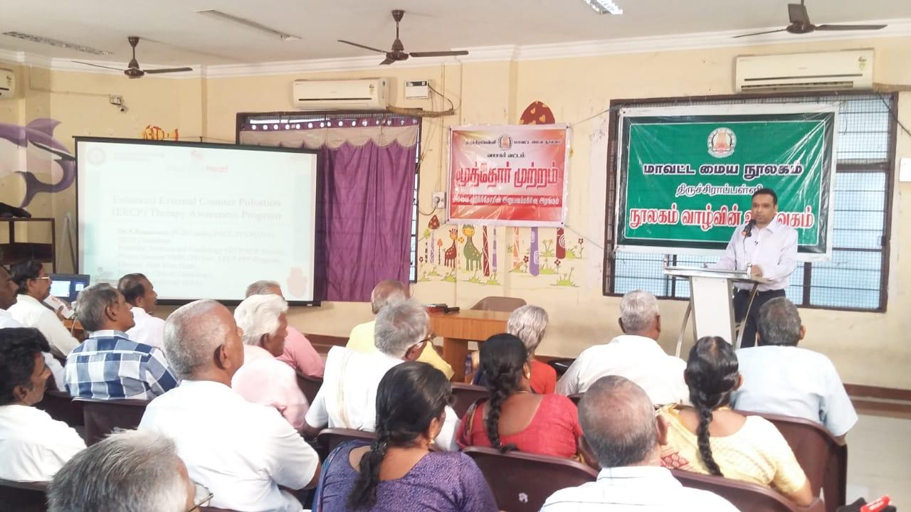 Dr.S.Ramasamy is addressing the senior citizen